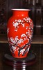 宁勤征：高温中华红颜色釉堆画【梅开五福】 商品缩略图0