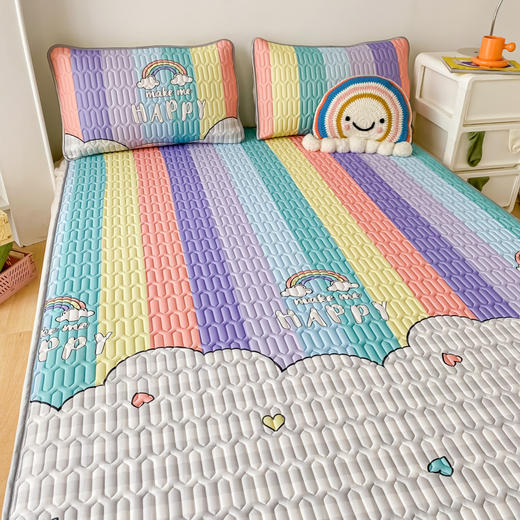 泰国乳胶凉席三件套印花夏季冰丝凉席可水洗折叠凉感空调软席批发 商品图0