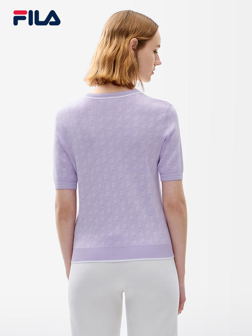 FILA斐乐女子短袖2022年夏季新品时尚简约休闲百搭编织衫上衣F11W221401F 商品图2