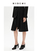 HIDEMI 褶皱做旧感环保皮黑色一粒扣不对称半身裙 商品缩略图13