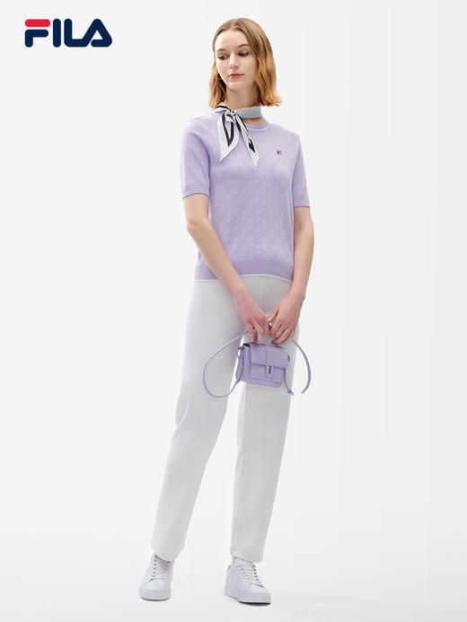 FILA斐乐女子短袖2022年夏季新品时尚简约休闲百搭编织衫上衣F11W221401F 商品图3