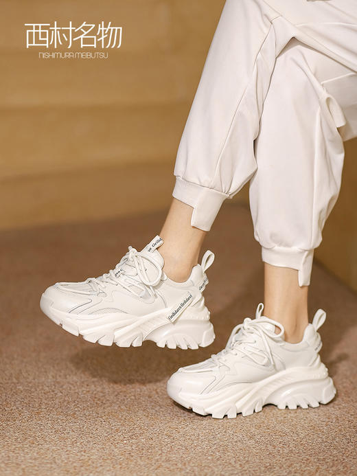 西村名物2022年春季新款时尚厚底老爹鞋女拼接透气网面运动X22AM18831 商品图0