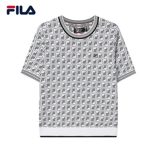 FILA斐乐女子短袖2022年夏季新品时尚简约休闲百搭编织衫上衣F11W221401F 商品图5