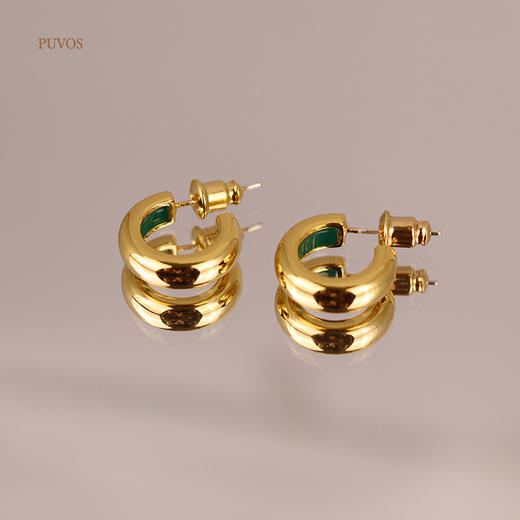 预售|PUVOS普沃斯新款 黄铜镀手工滴油时尚新款C形百搭简约ins风耳钉 .潮快闪[福利品] 商品图2
