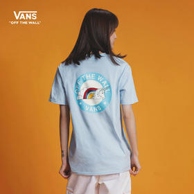 VANS蓝色奶蓝卡通图案独角兽情侣短袖潮流T恤VN0A54IMUUU1