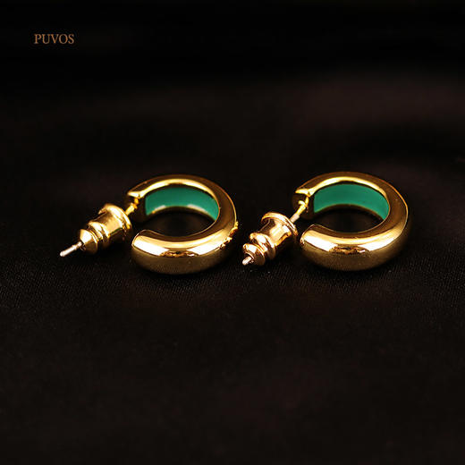 预售|PUVOS普沃斯新款 黄铜镀手工滴油时尚新款C形百搭简约ins风耳钉 .潮快闪[福利品] 商品图5