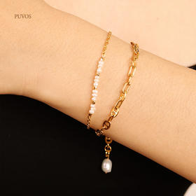   预售|PUVOS普沃斯新款 真zhen珠小众简约创意基础百搭ins镂空叠戴手链 .潮快闪[福利品]