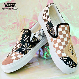 VANS彩色拼贴棋盘格一脚蹬男女Slip-On帆布鞋VN0A7Q4NAS0