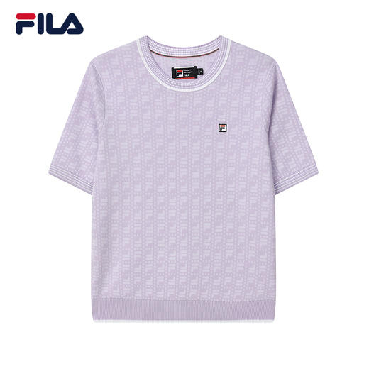 FILA斐乐女子短袖2022年夏季新品时尚简约休闲百搭编织衫上衣F11W221401F 商品图4