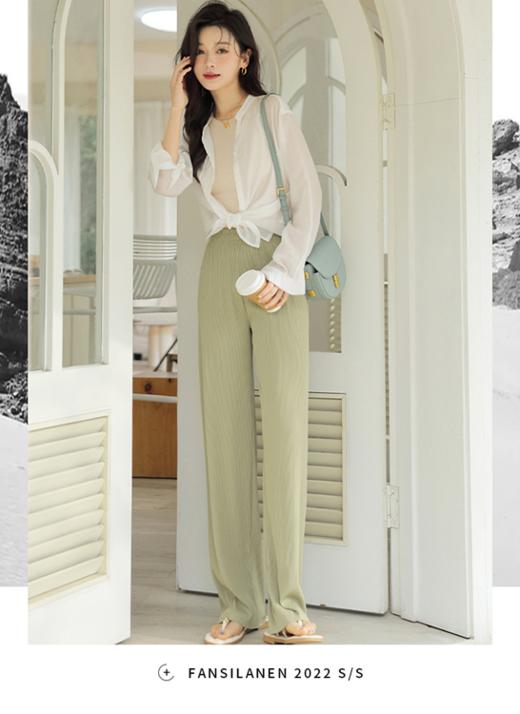 三宅螺纹垂感阔腿裤 商品图0