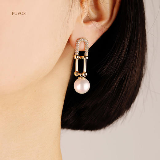 预售|PUVOS普沃斯新款 黄铜镀金轻奢5A锆石镶嵌zhen珠法式复古925银针耳钉 .潮快闪[福利品] 商品图8
