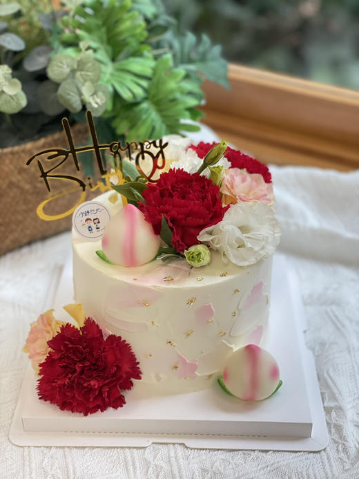 鲜花寿桃奶油蛋糕 下单前请仔细阅读商品详情 商品图0