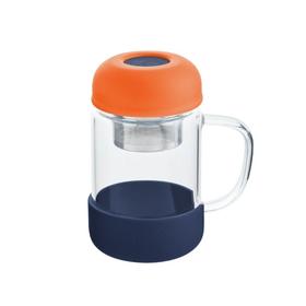 migo高颜值玻璃杯带盖带把手杯子大容量耐热防爆高级感透明水杯420mL 落日橘