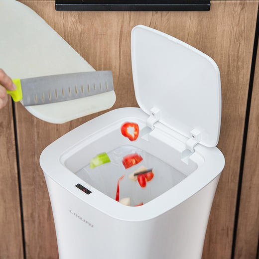 【6F】利快 智能垃圾桶 自动感应家用垃圾桶 带盖防水垃圾桶 随手感应纸篓 方形 白色 10L 261x261x335mm 商品图6
