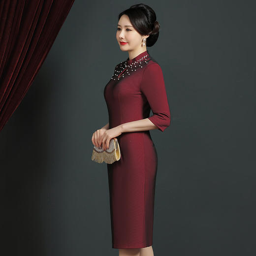 JC-JY5283婚宴礼服旗袍改良版连衣裙春夏季洋气高贵显瘦喜婆婆装女 商品图2