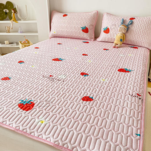 泰国乳胶凉席三件套印花夏季冰丝凉席可水洗折叠凉感空调软席批发 商品图5