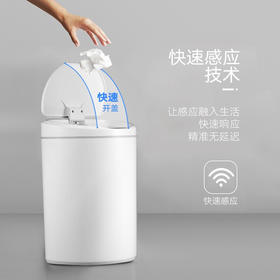 【6F】利快Likuai自动感应垃圾桶卧室客厅防水智能垃圾桶节能带盖隐藏式垃圾桶 半圆形10L