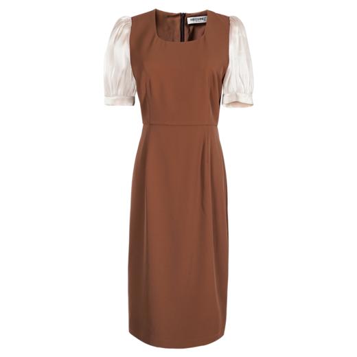 米思阳2022夏季新款复古知性优雅中长裙修身显瘦泡泡袖连衣裙1174 商品图4