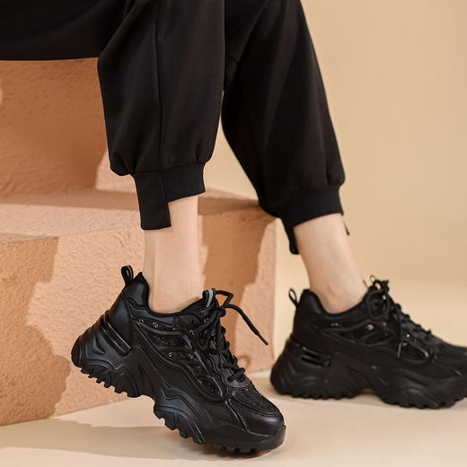 西村名物2022年春季新款休闲厚底低帮休闲运动休闲鞋系带老爹鞋女T22AM18821 商品图0