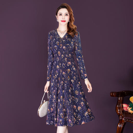 女春秋装印花连衣裙气质大码时尚裙 NSM8639 商品图2
