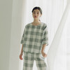 MUJI风 日式纯棉格子睡衣两件套 双层纱 宽松家居服 可外穿 商品缩略图3