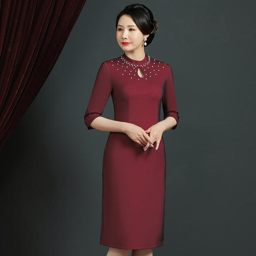 JC-JY5283婚宴礼服旗袍改良版连衣裙春夏季洋气高贵显瘦喜婆婆装女 商品图1