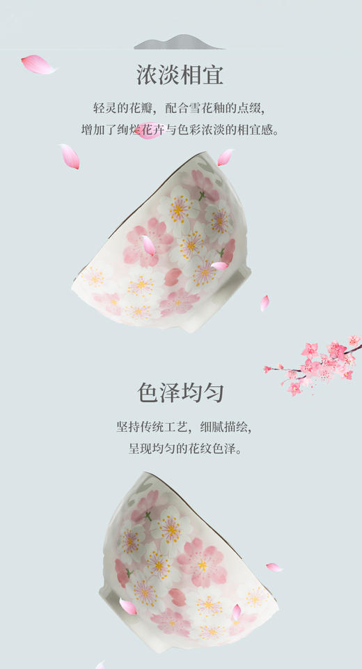 樱花季·日本进口ceramic蓝美浓烧饭碗釉下彩 商品图3