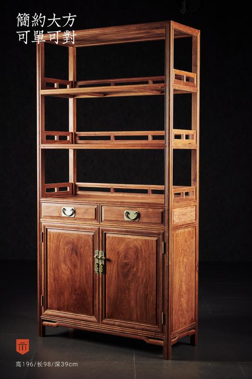 红桥红  家具严选  缅甸花梨（大果紫檀）【196 抽屉柜门 线条素工 书架】 商品图1
