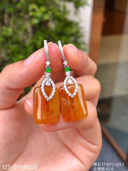 125-2154803，高冰黄翡方扣耳坠，48999 商品图5