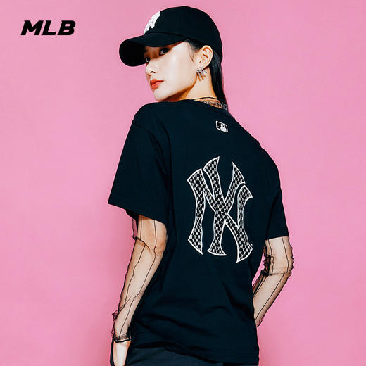 MLB男女情侣T恤大LOGO印花圆领短袖运动休闲22春夏新款3ATSM2023 商品图1