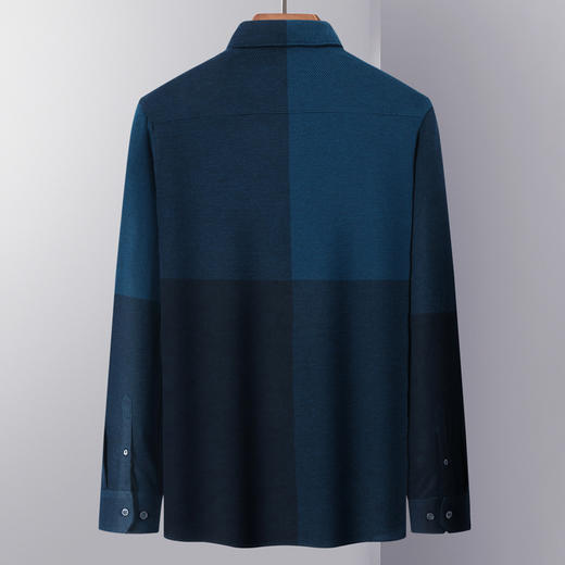 【专柜同款&羊毛混纺】罗蒙春秋季男装针织长袖衬衫男士商务休闲舒适保暖衬衣男 商品图5