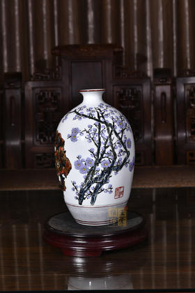 宁勤征：高温丁香紫颜色釉堆画梅花【东风吹着便成春】