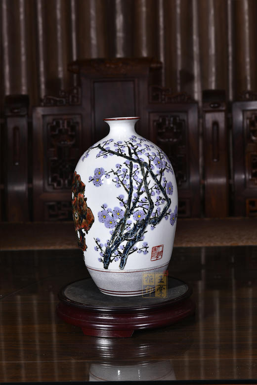 宁勤征：高温丁香紫颜色釉堆画梅花【东风吹着便成春】 商品图0