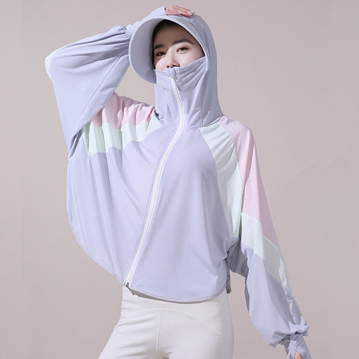 【新型防晒冰丝服，1件=6件】新款冰丝网眼防紫外线撞色防晒衣 时尚遮阳帽防晒服袖套 商品图0