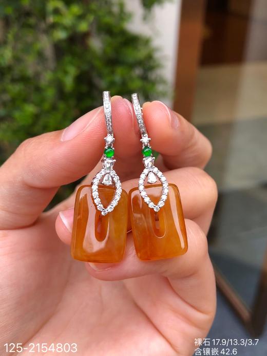 125-2154803，高冰黄翡方扣耳坠，48999 商品图3