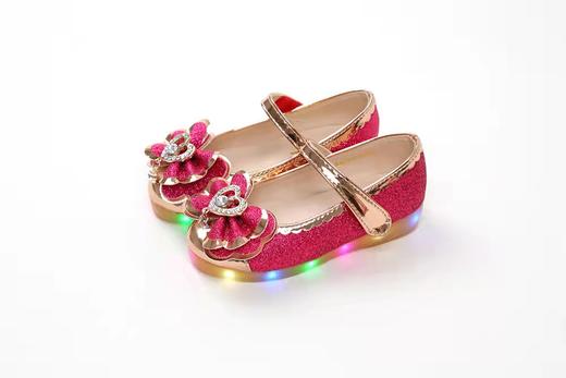 韩国进口品牌童鞋-亮片蝴蝶结LED皮鞋 商品图1