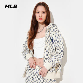 MLB男女运动外套复古老花连帽拉链衫休闲22年春季新款3ATRM0121