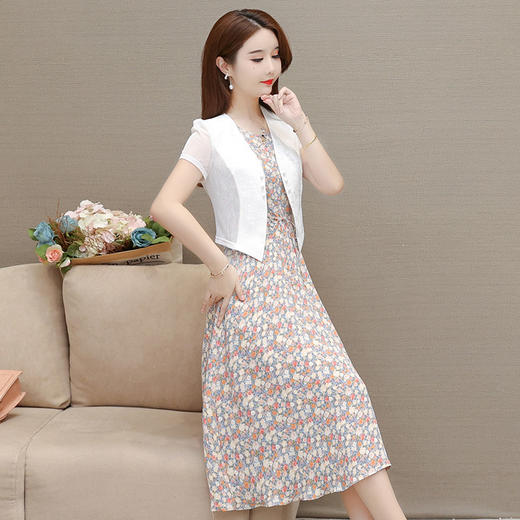 YWE  L2230雪纺衫印花气质通勤时尚气质连衣裙两件套 商品图2