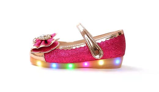 韩国进口品牌童鞋-亮片蝴蝶结LED皮鞋 商品图5