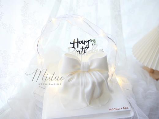 女生蛋糕 翻糖蝴蝶结 缎面 纯洁白色 仙气飘带 小红书网红款 商品图2