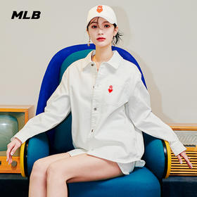 MLB男女牛仔爱心衬衫运动休闲情侣外套潮2022春季新款3ADRHN521