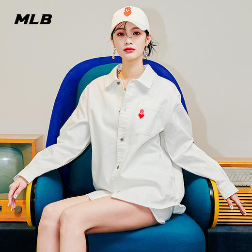 MLB男女牛仔爱心衬衫运动休闲情侣外套潮2022春季新款3ADRHN521 商品图0
