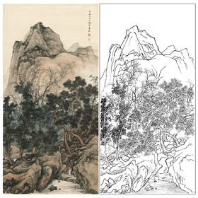 【大彩图】陈少梅工笔画山水白描底稿SV15