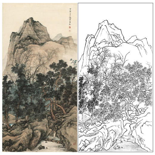 【大彩图】陈少梅工笔画山水白描底稿SV15 商品图0