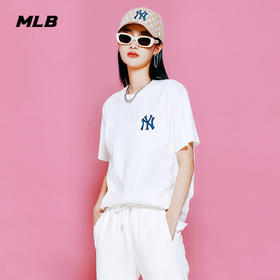 MLB男女情侣T恤大LOGO印花圆领短袖运动休闲22春夏新款3ATSM2023