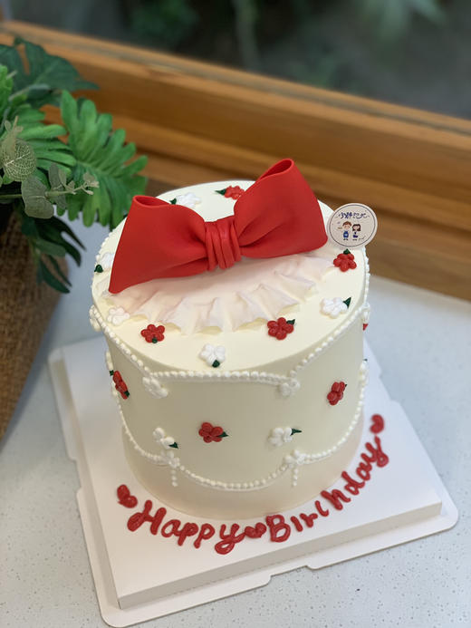 翻糖蝴蝶结正常高度奶油蛋糕 下单前请仔细阅读商品详情 商品图0