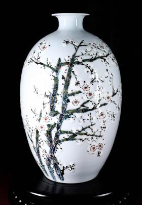 淡青釉堆画梅花清香雪韵