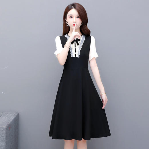 YWE 11118蕾丝拼接连衣裙修身显瘦气质大码A字裙 商品图4