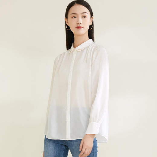 【敦煌联名】玳莎真丝新中式印花衬衫女春夏新款圆角领设计感桑蚕丝上衣   CA31316 商品图3