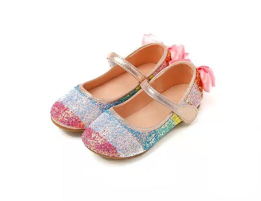 韩国进口品牌童鞋-水钻彩虹条皮鞋 商品图0